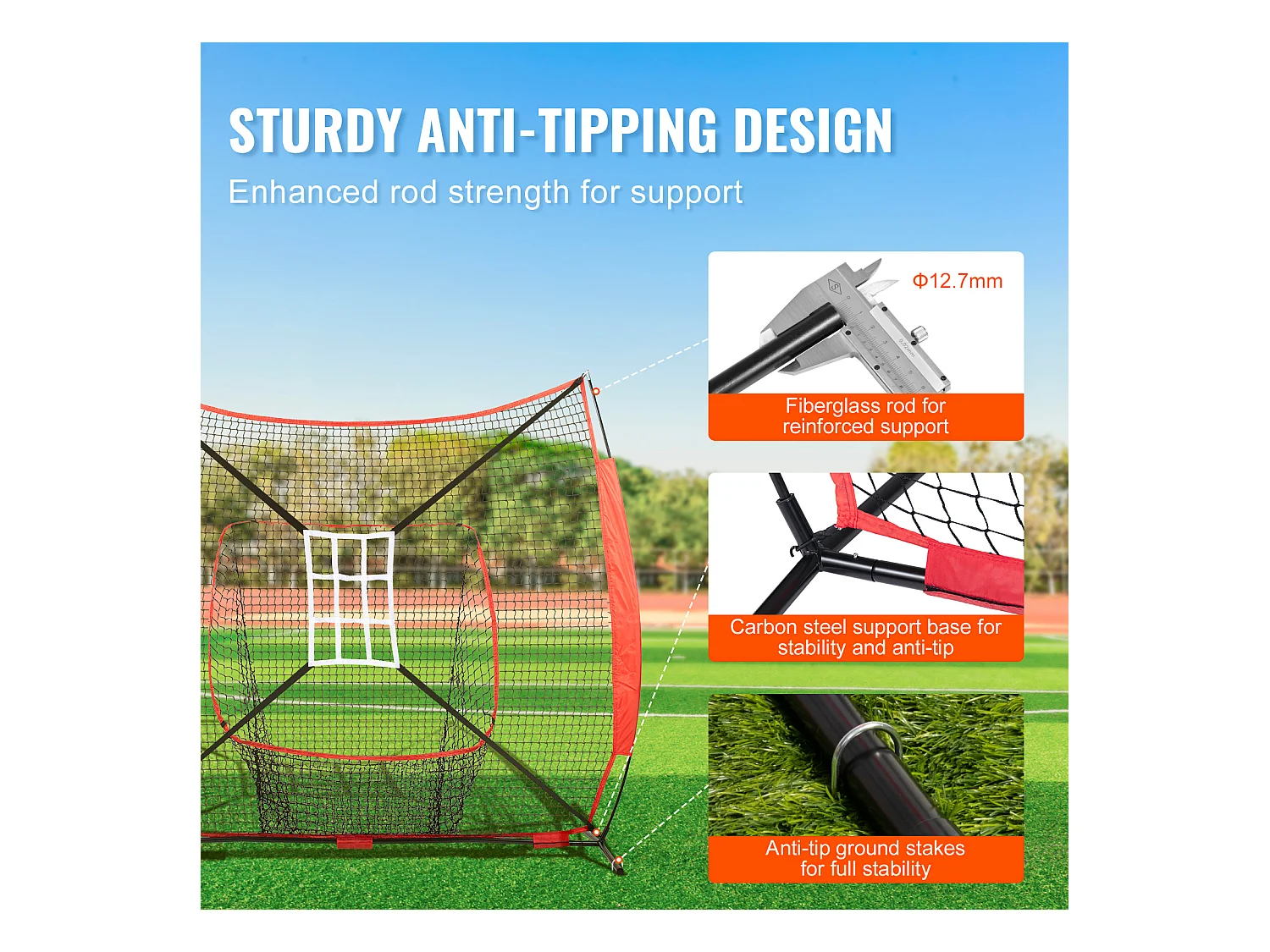 Filet d'Entraînement SucceBuy de Baseball et de Softball 213x213cm avec Accessoires de Frappe et de Frappe