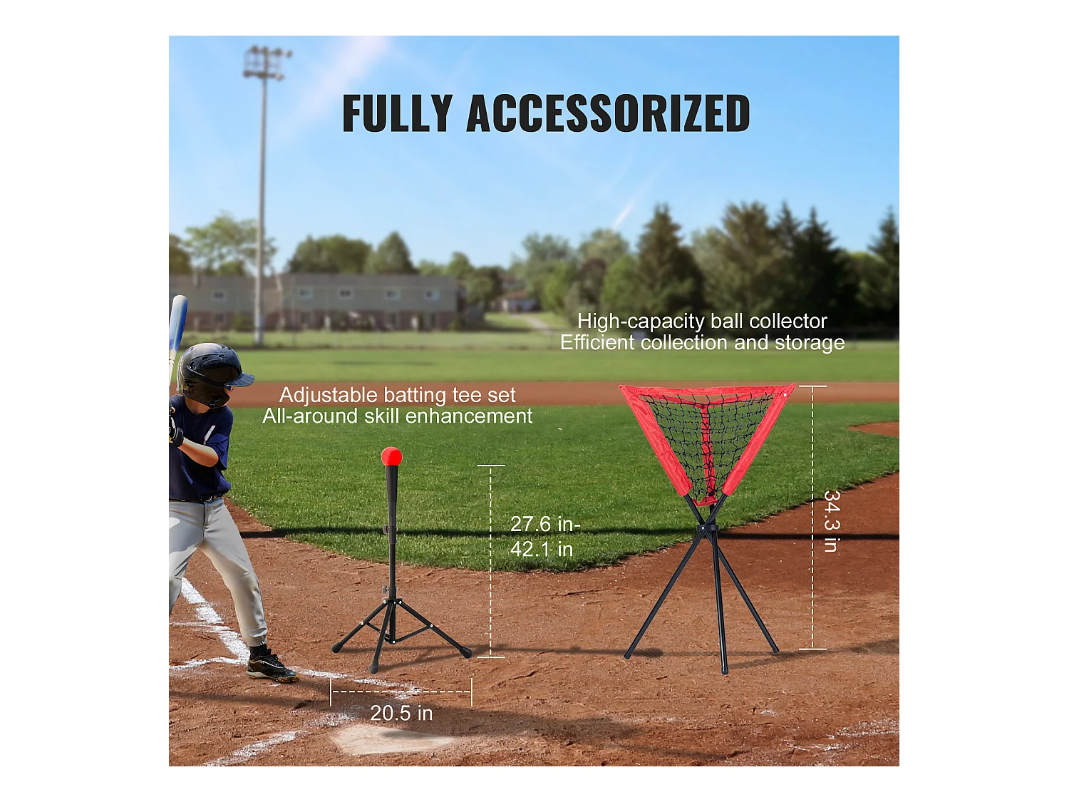Filet d'Entraînement SucceBuy de Baseball et de Softball 213x213cm avec Accessoires de Frappe et de Frappe