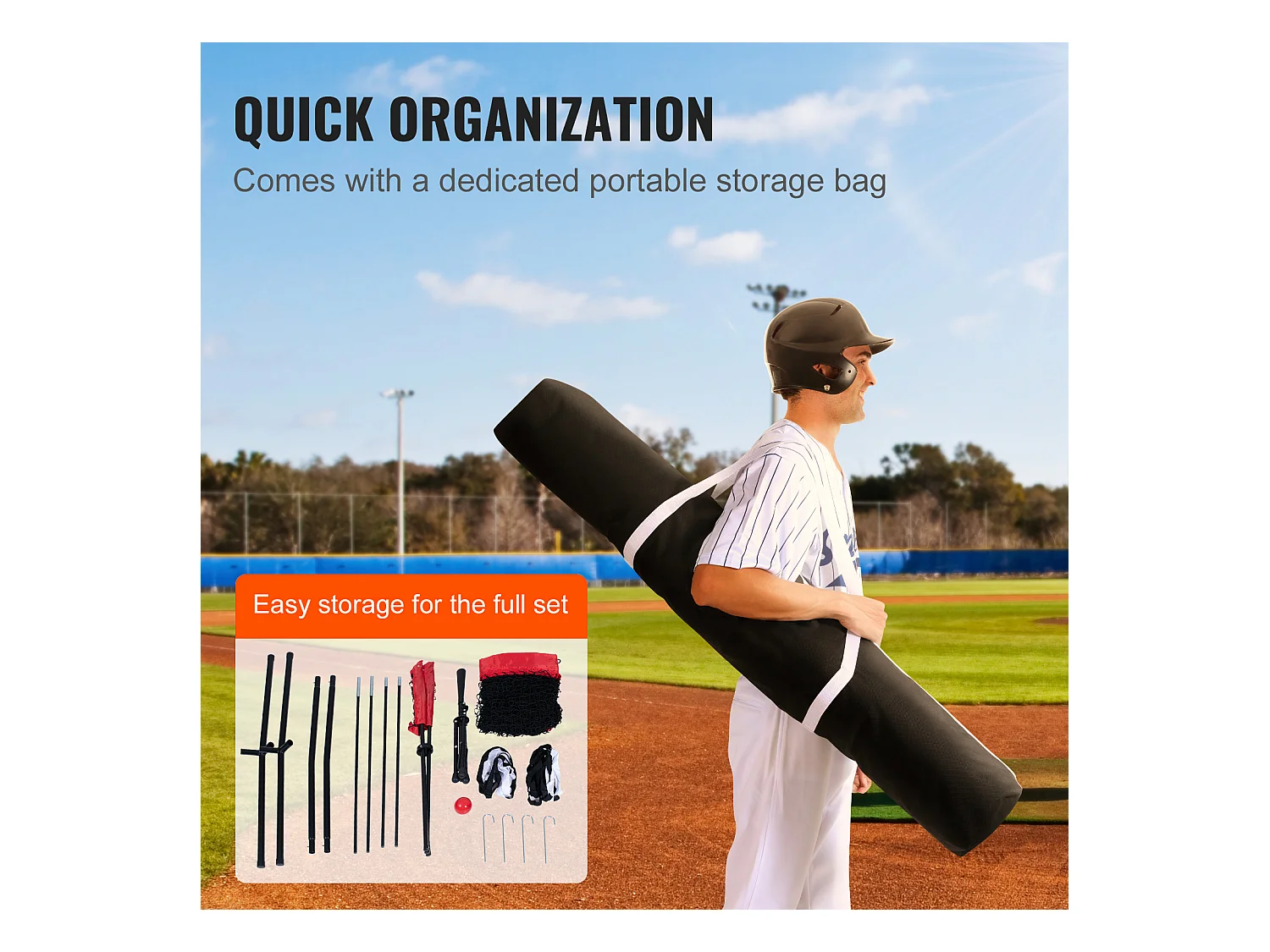 Filet d'Entraînement SucceBuy de Baseball et de Softball 213x213cm avec Accessoires de Frappe et de Frappe