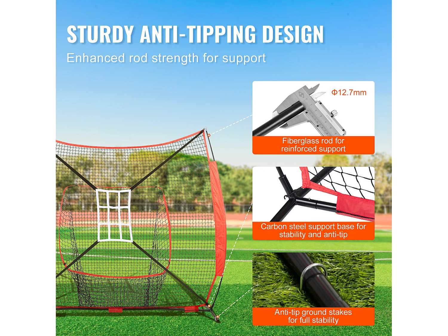 Filet d'Entraînement SucceBuy de Baseball et de Softball 213x213cm avec Accessoires de Frappe et de Frappe