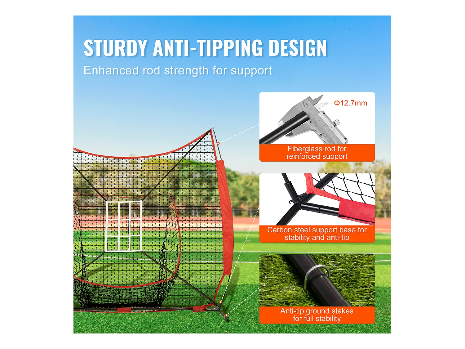 Filet d'Entraînement SucceBuy de Baseball et de Softball 213x213cm, Frappe et Frappe avec Plusieurs Accessoires