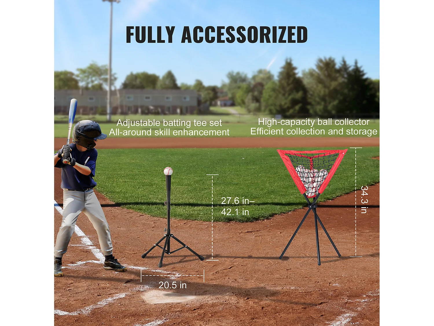 Filet d'Entraînement SucceBuy de Baseball et de Softball 213x213cm, Frappe et Frappe avec Plusieurs Accessoires