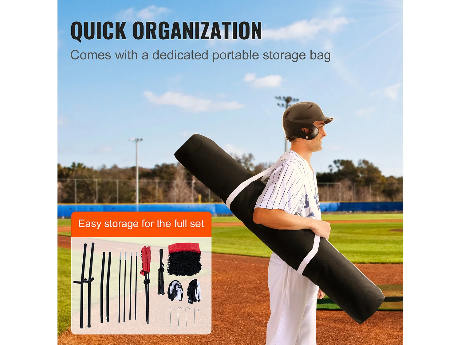 Filet d'Entraînement SucceBuy de Baseball et de Softball 213x213cm, Frappe et Frappe avec Plusieurs Accessoires