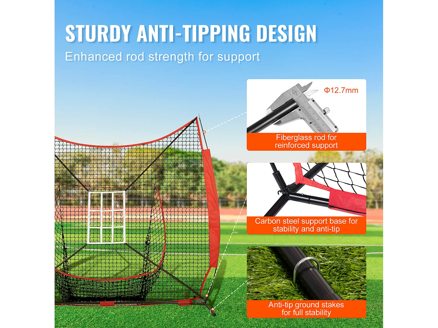 Rete Da Allenamento SucceBuy Per Baseball E Softball 213x213cm, Battuta E Battuta Con Diversi Accessori