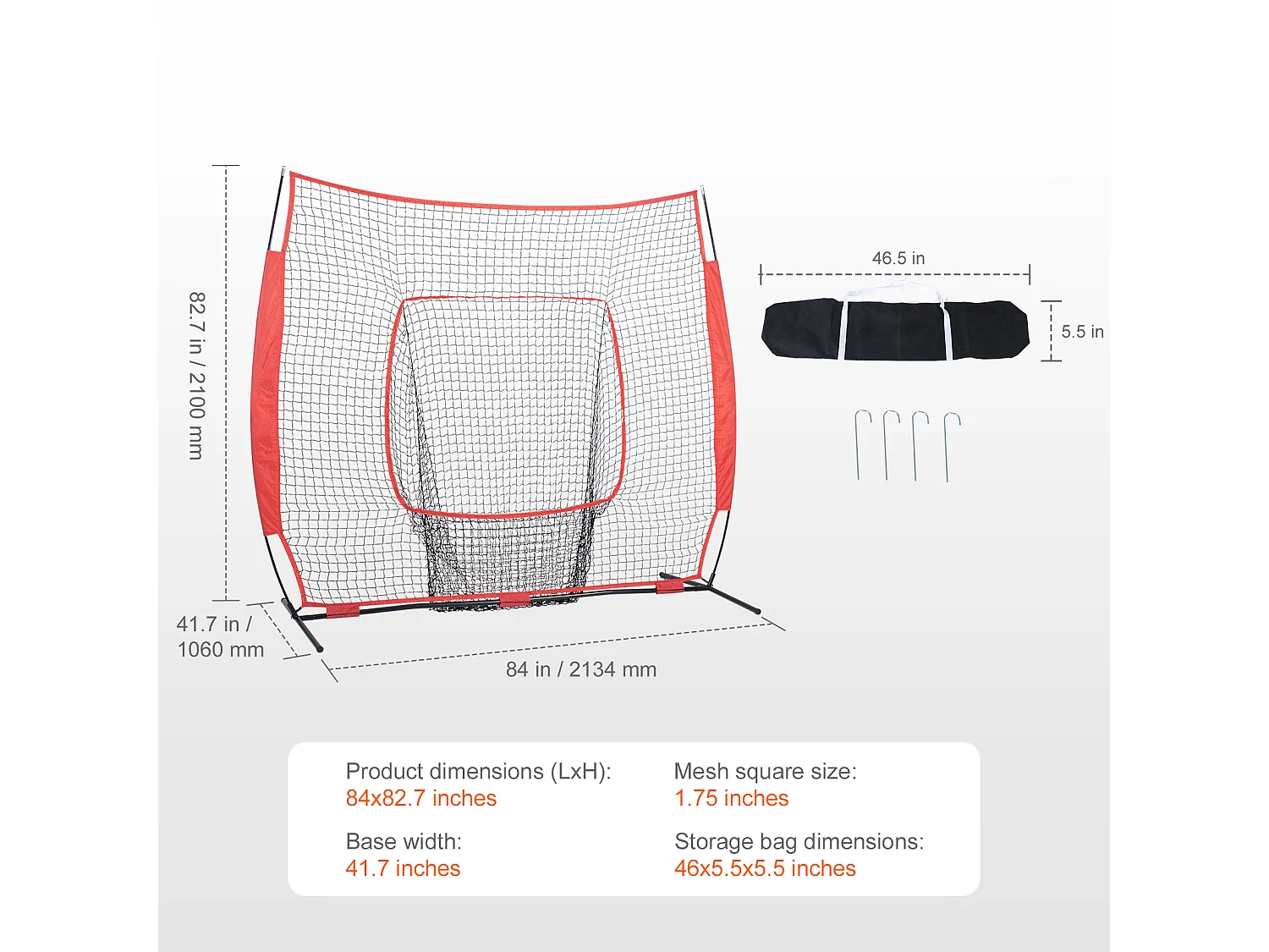 Siatka Treningowa SucceBuy Do Baseballu I Softballu 213x213cm Z Torbą Transportową