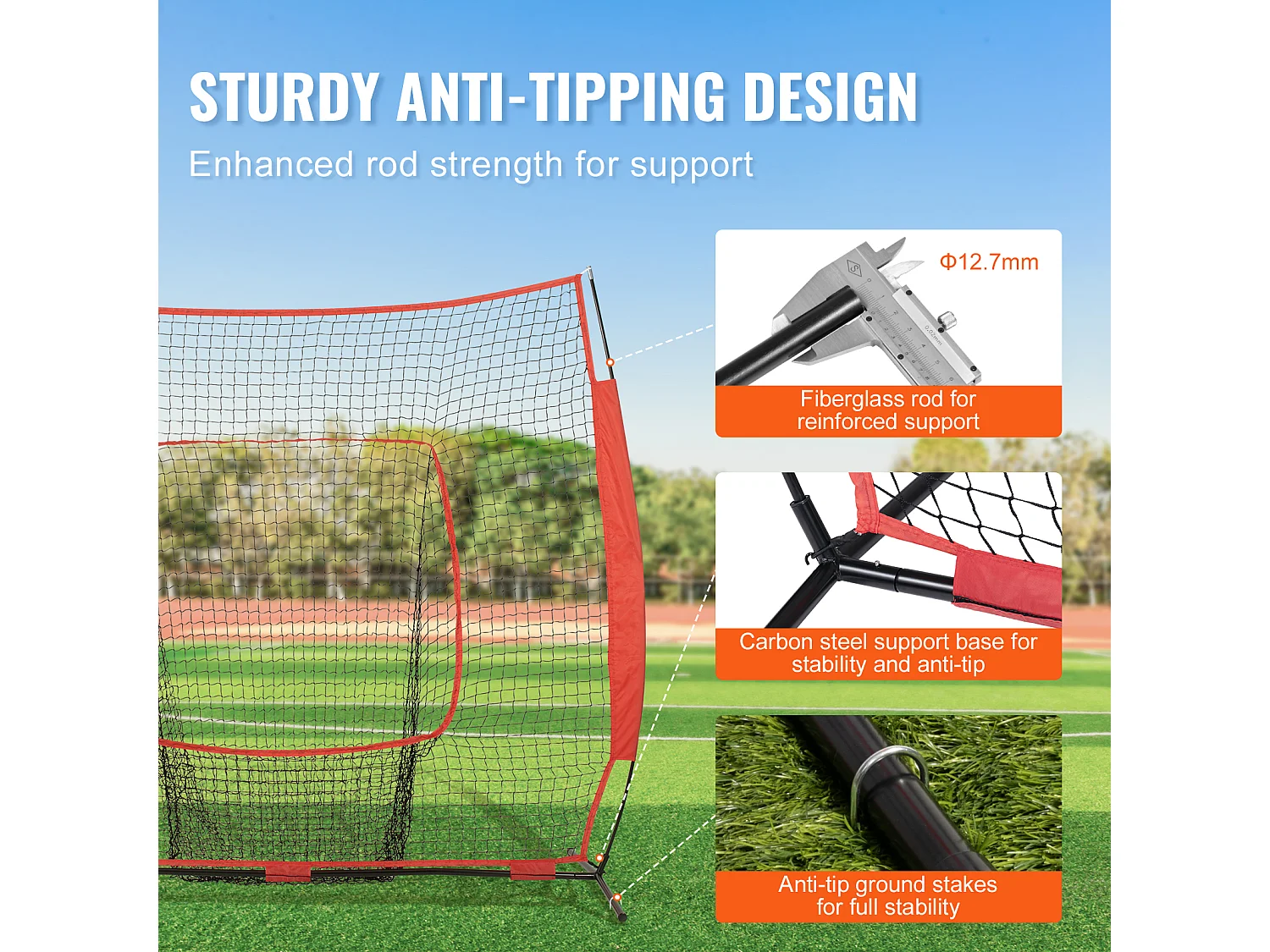 Siatka Treningowa SucceBuy Do Baseballu I Softballu 213x213cm Z Torbą Transportową