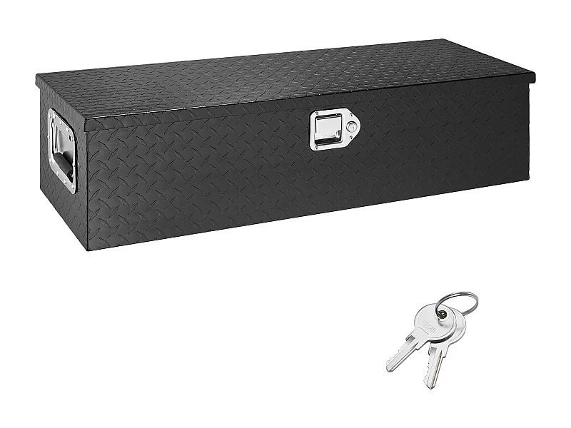 Caja de Herramientas Resistente de Aluminio SucceBuy, 99 x 33 x 25,4 cm, Con Escalón, Para Plataforma de Camión