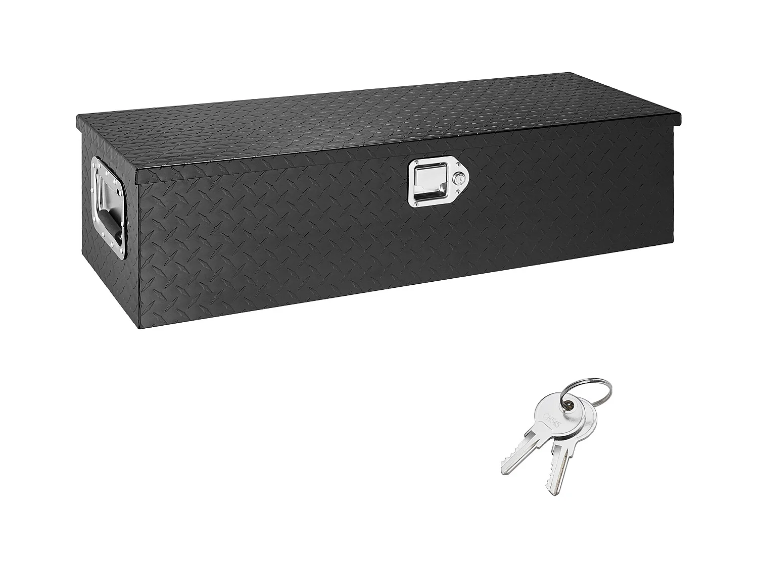 Caja de Herramientas Resistente de Aluminio SucceBuy, 99 x 33 x 25,4 cm, Con Escalón, Para Plataforma de Camión