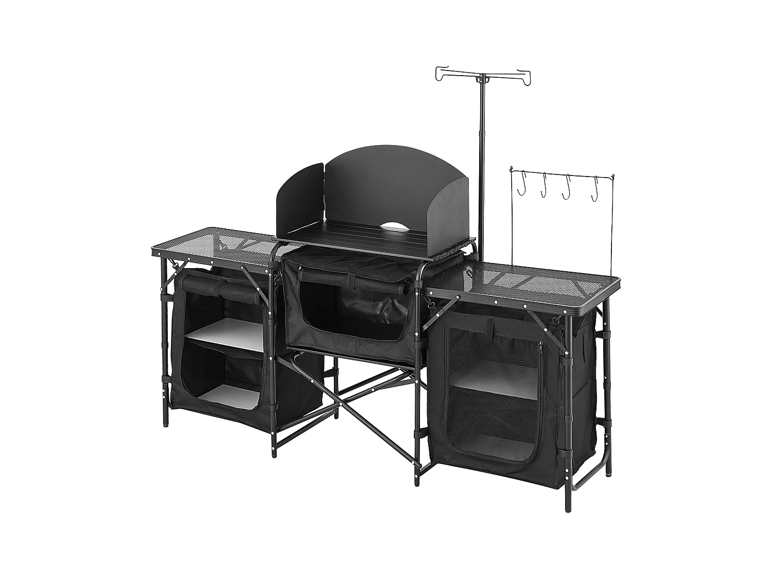 Cuisine de Camping, SucceBuy Table de Cuisine de Camping – Station de Cuisson Extérieure Portable avec Pare-Vent et Placards