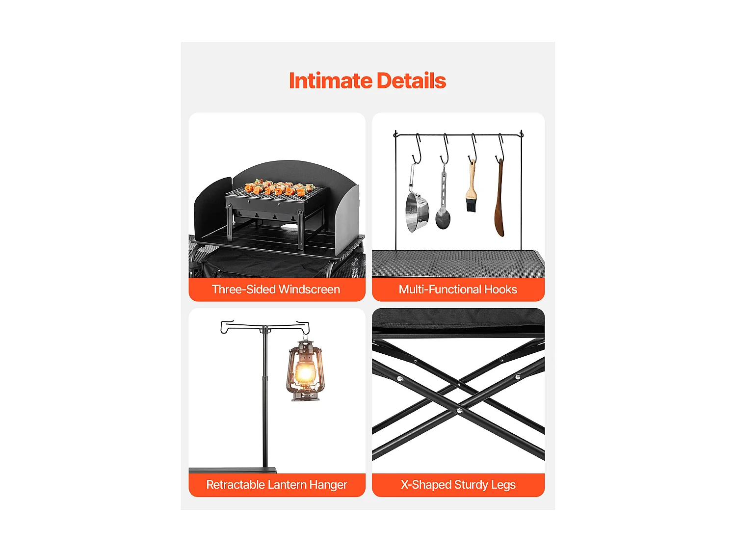 Cuisine de Camping, SucceBuy Table de Cuisine de Camping – Station de Cuisson Extérieure Portable avec Pare-Vent et Placards