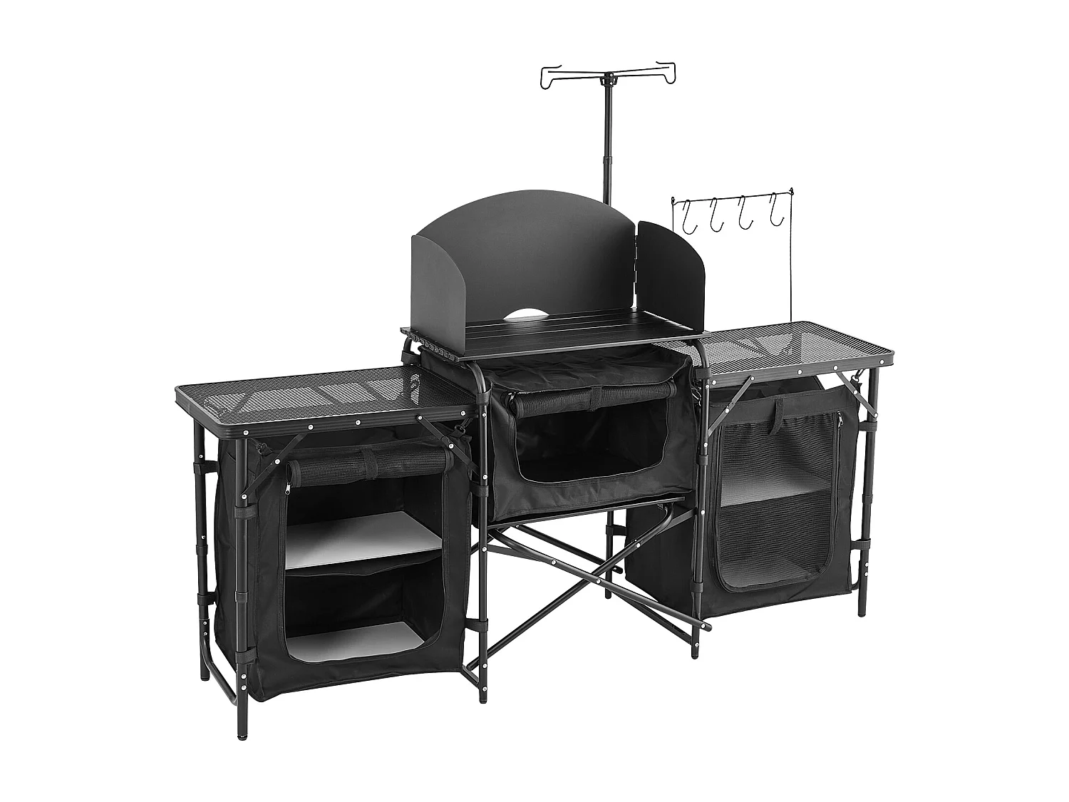 Cuisine de Camping, SucceBuy Table de Cuisine de Camping – Station de Cuisson Extérieure Portable avec Pare-Vent et Placards
