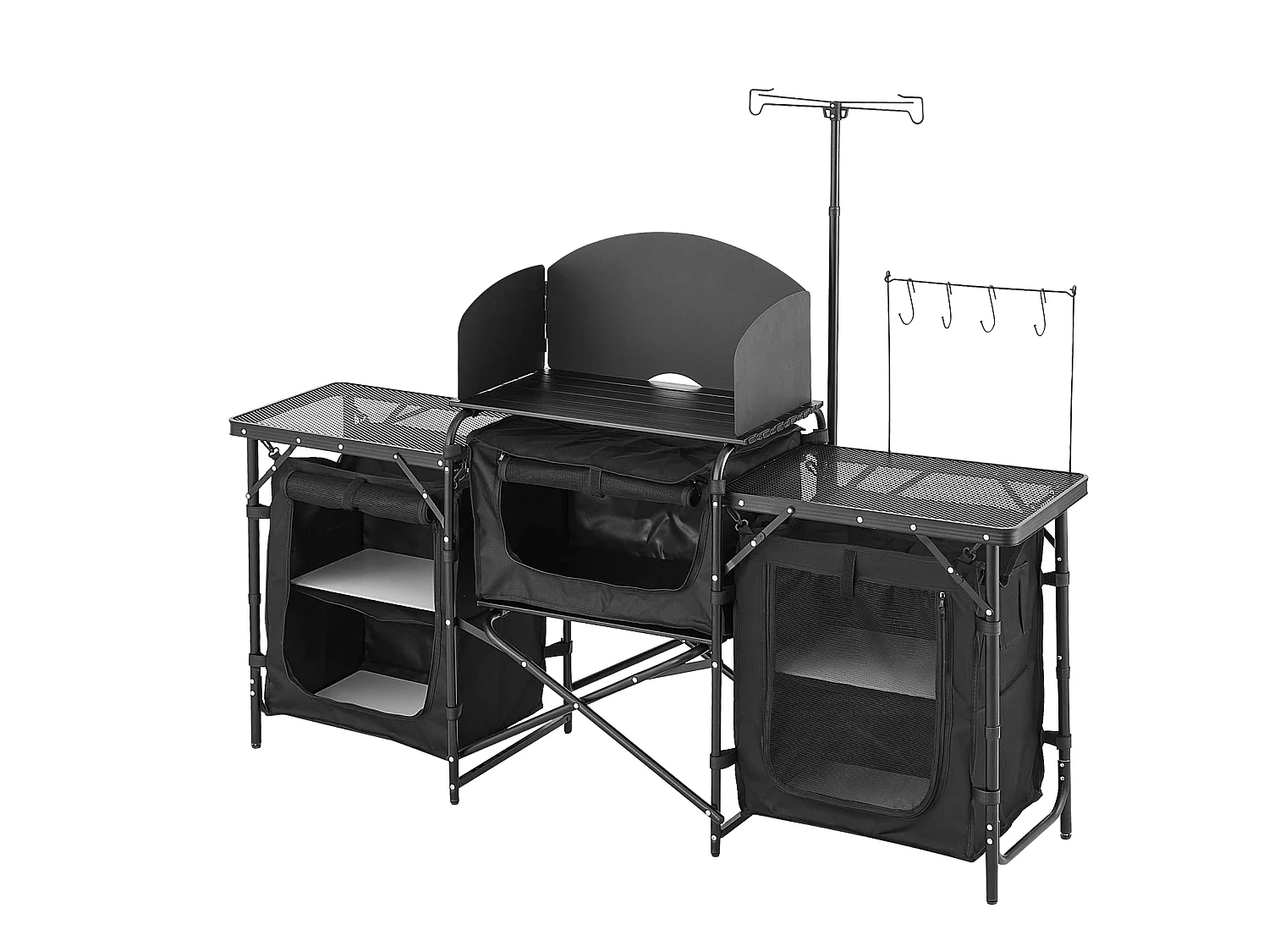 Cuisine de Camping, SucceBuy Table de Cuisine de Camping – Station de Cuisson Extérieure Portable avec Pare-Vent et Placards