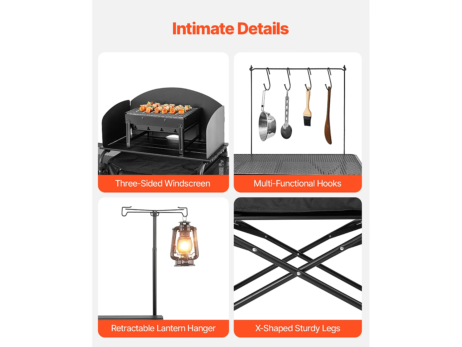 Cuisine de Camping, SucceBuy Table de Cuisine de Camping – Station de Cuisson Extérieure Portable avec Pare-Vent et Placards