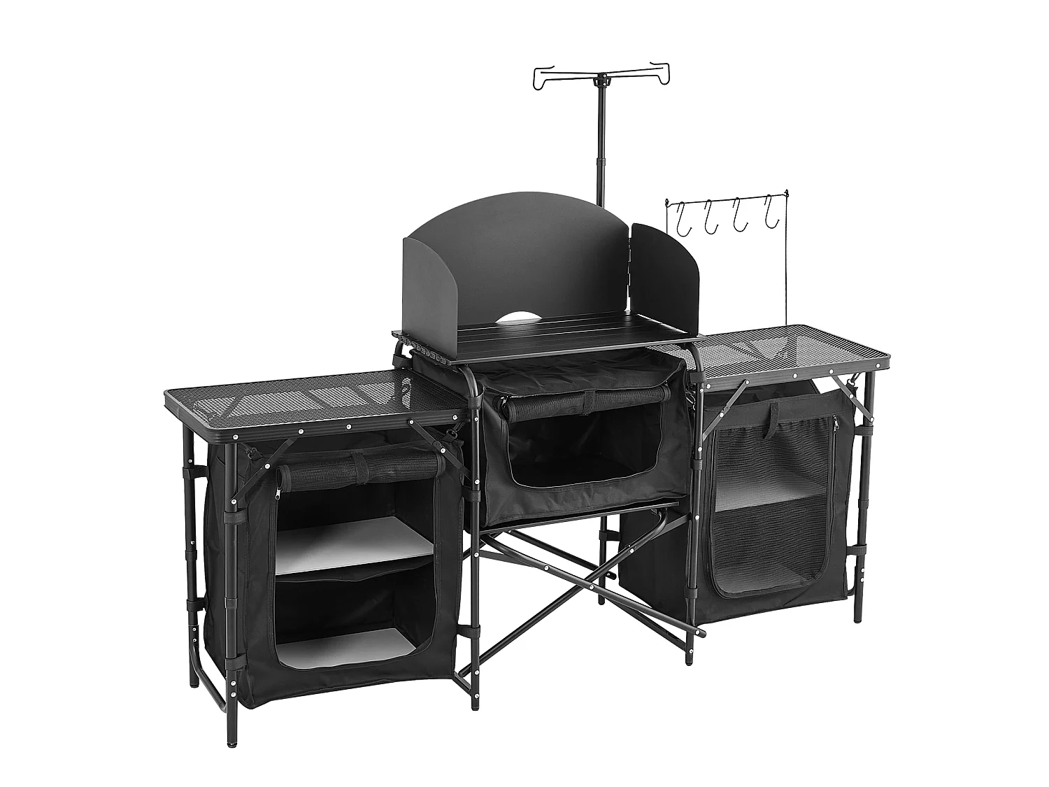 Cuisine de Camping, SucceBuy Table de Cuisine de Camping – Station de Cuisson Extérieure Portable avec Pare-Vent et Placards