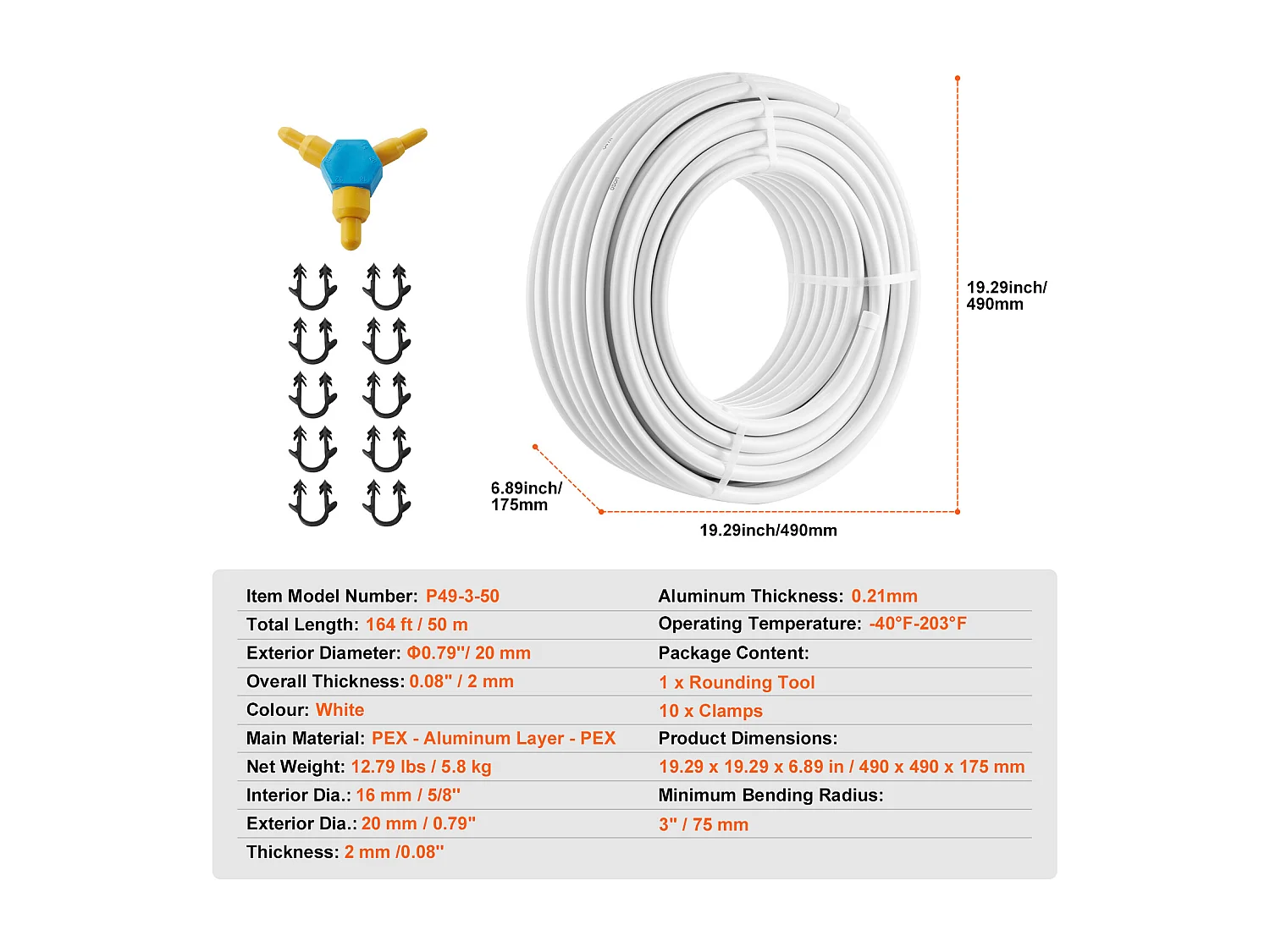 Tube SucceBuy PEX-AL-PEX 417cm, Composite Aluminium-Plastique, Barrière à l'Oxygène, Parfait pour les Systèmes de Chauffage et de Plomberie