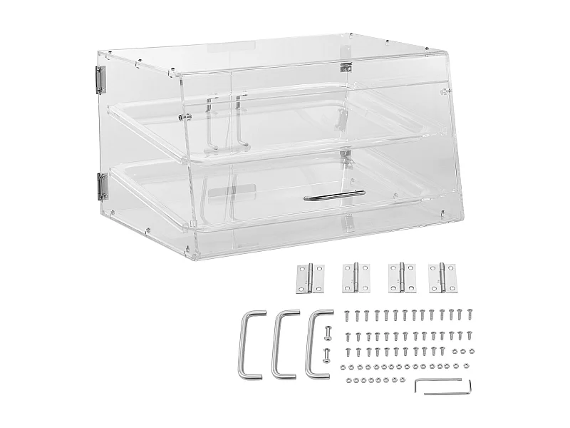 Vitrine SucceBuy de Boulangerie en Acrylique à 2 Niveaux, Support de Beignet de Comptoir avec Porte Arrière