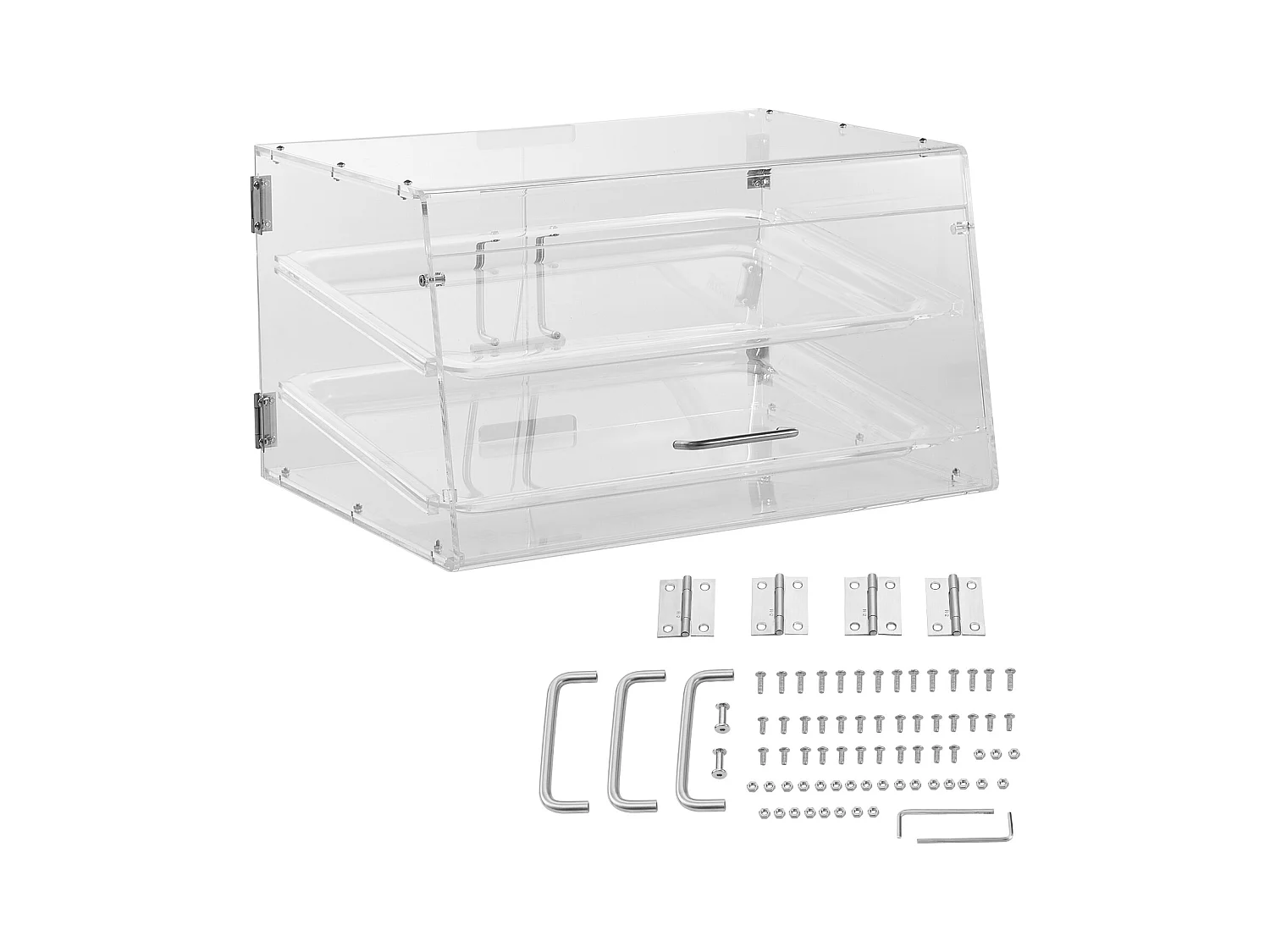 Bäckervitrine SucceBuy aus Acryl mit 2 Ebenen, Donuts-Ständer für Ladentheke mit Hintertür