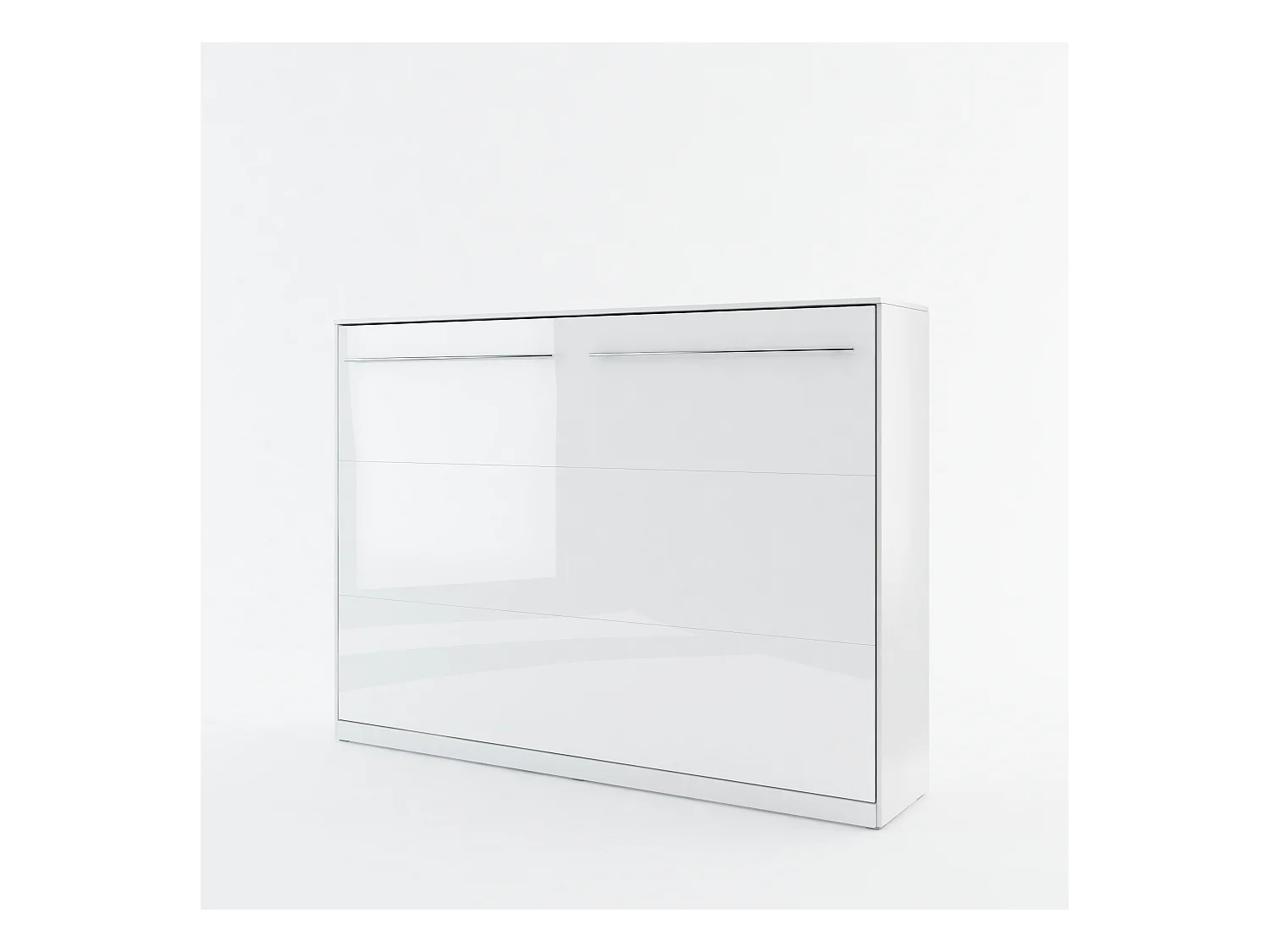 Wandklappbett CONCEPT PRO CP-04 Horizontal 140x200 WEISS HOCHGLANZ, klappbares Wandbett, Schrank mit integriertem Bett, Lattenrost inklusive.