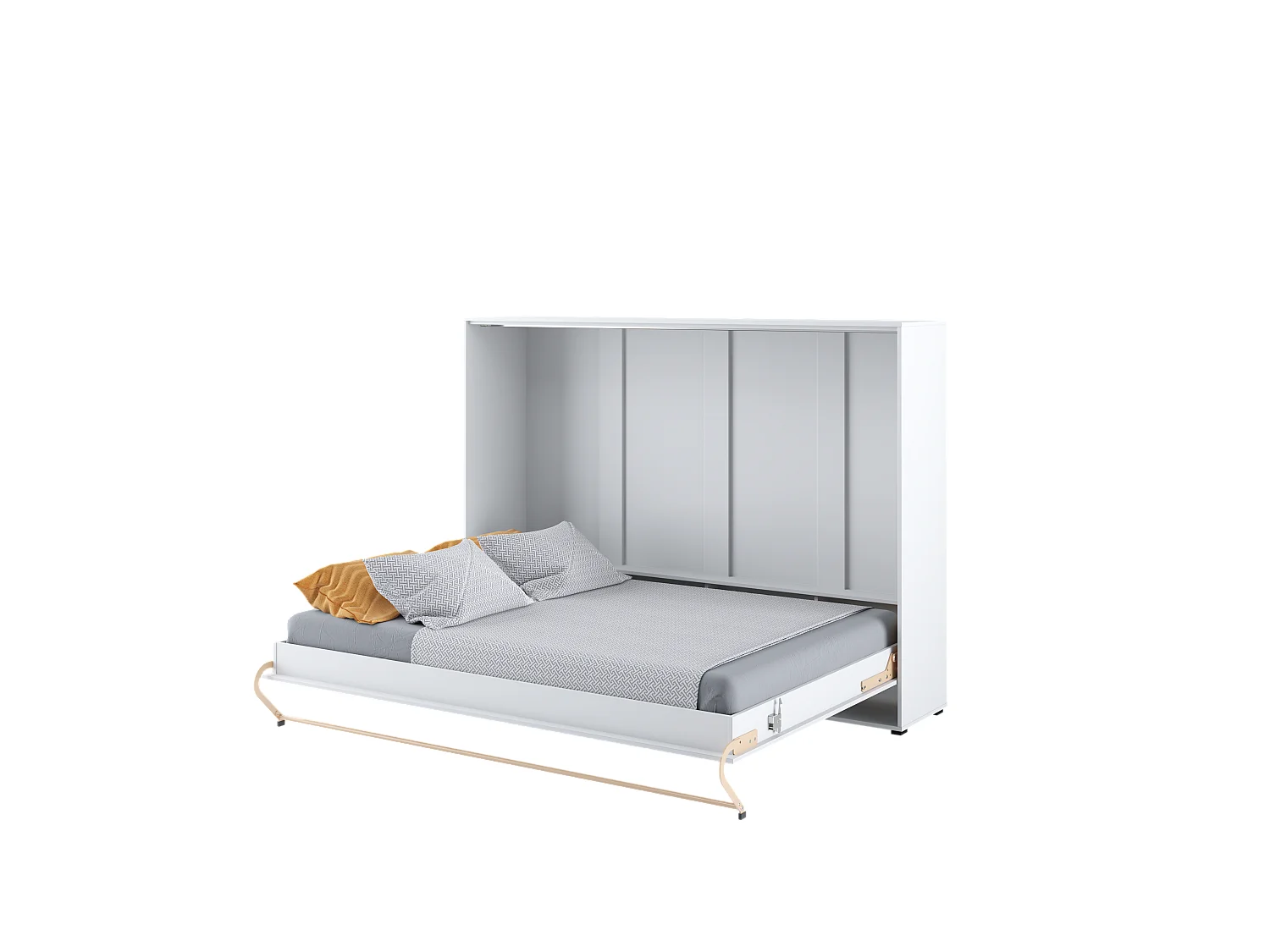 Wandklappbett CONCEPT PRO CP-04 Horizontal 140x200 WEISS HOCHGLANZ, klappbares Wandbett, Schrank mit integriertem Bett, Lattenrost inklusive.