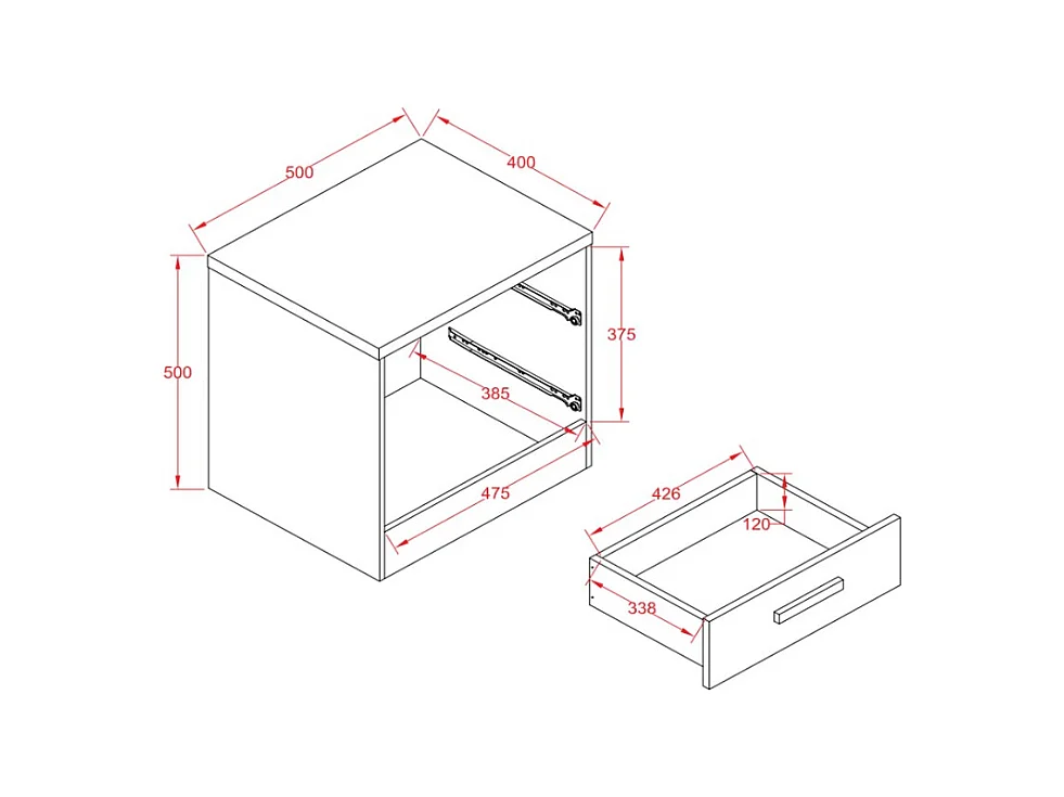 Lot de 2 tables de chevet avec 2 tiroirs - Noir et naturel - SKAIDO