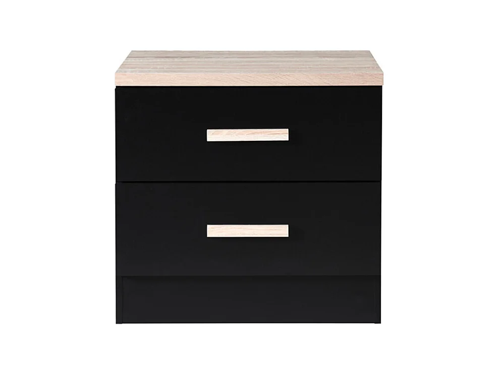 Lot de 2 tables de chevet avec 2 tiroirs - Noir et naturel - SKAIDO