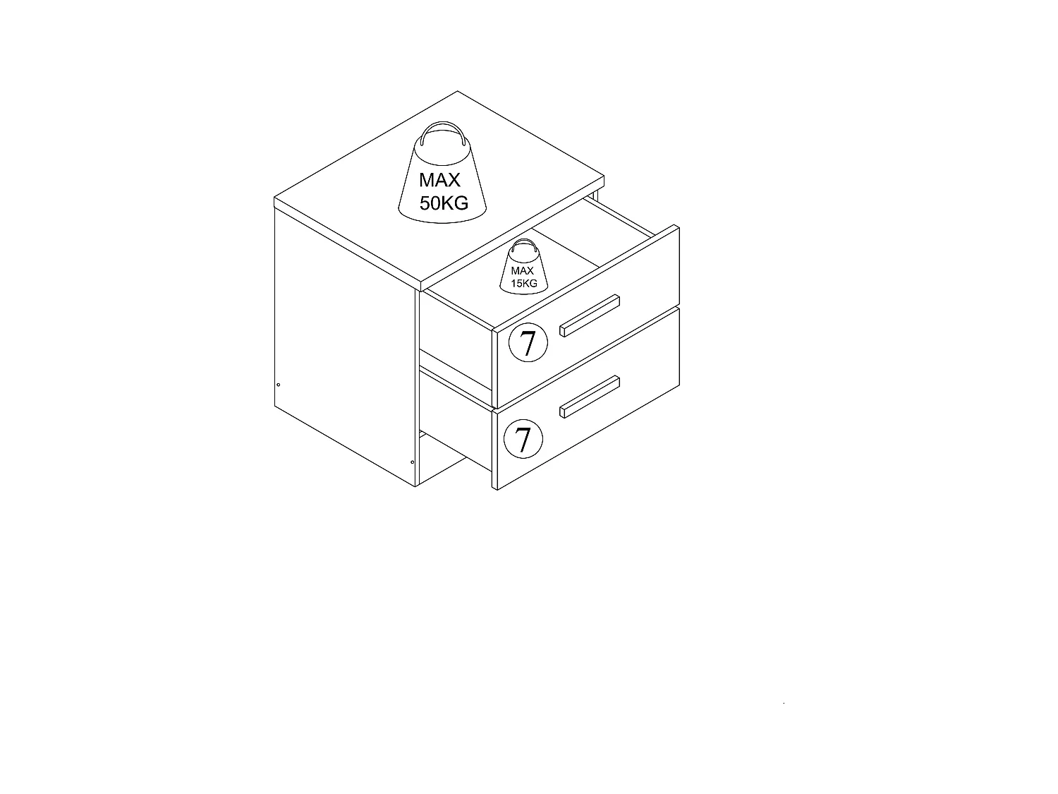 Lot de 2 tables de chevet avec 2 tiroirs - Noir et naturel - SKAIDO