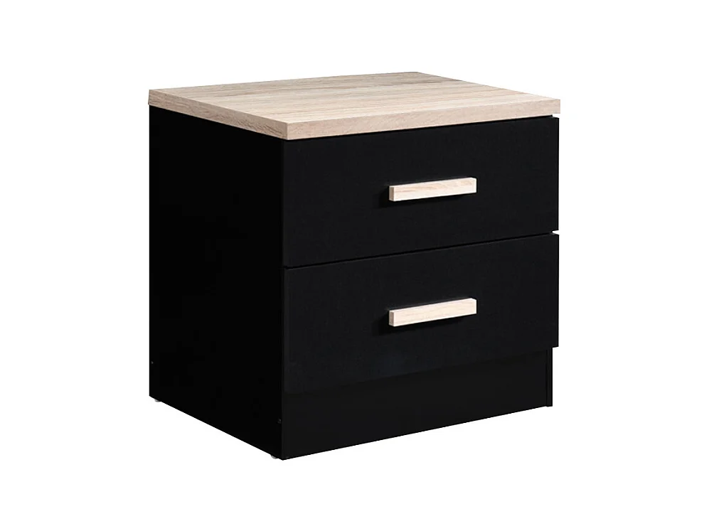 Lot de 2 tables de chevet avec 2 tiroirs - Noir et naturel - SKAIDO