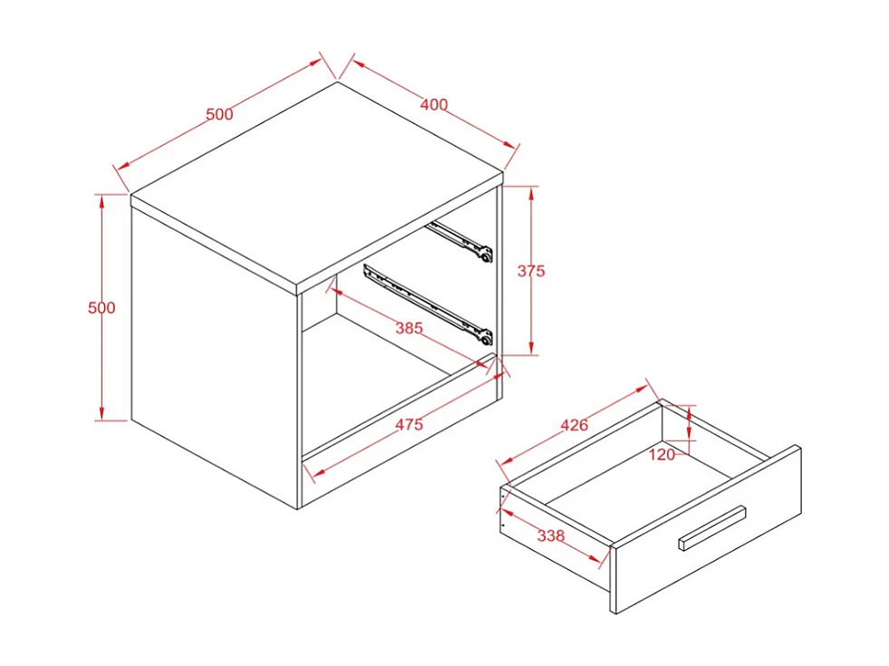 Set de 2 mesitas de noche con 2 cajones - Negro y natural - SKAIDO