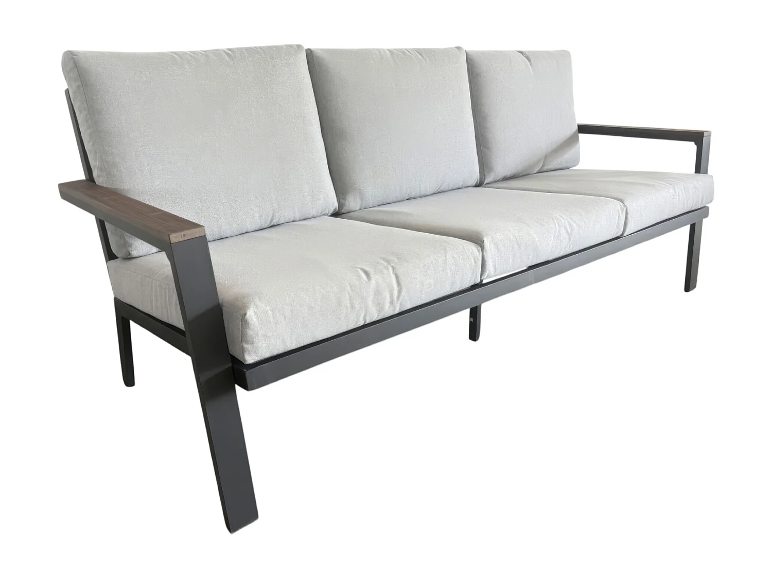 Ikigai - Conjunto de Jardín con Sofá de 3 Plazas, 2 Sillones y Mesa de Centro con Cojines en Aluminio y Madera Contrachapada