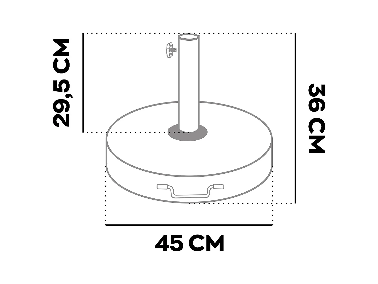 Pietra - Base para sombrilla de jardín redonda diámetro 45 cm 25 Kg en piedra gris