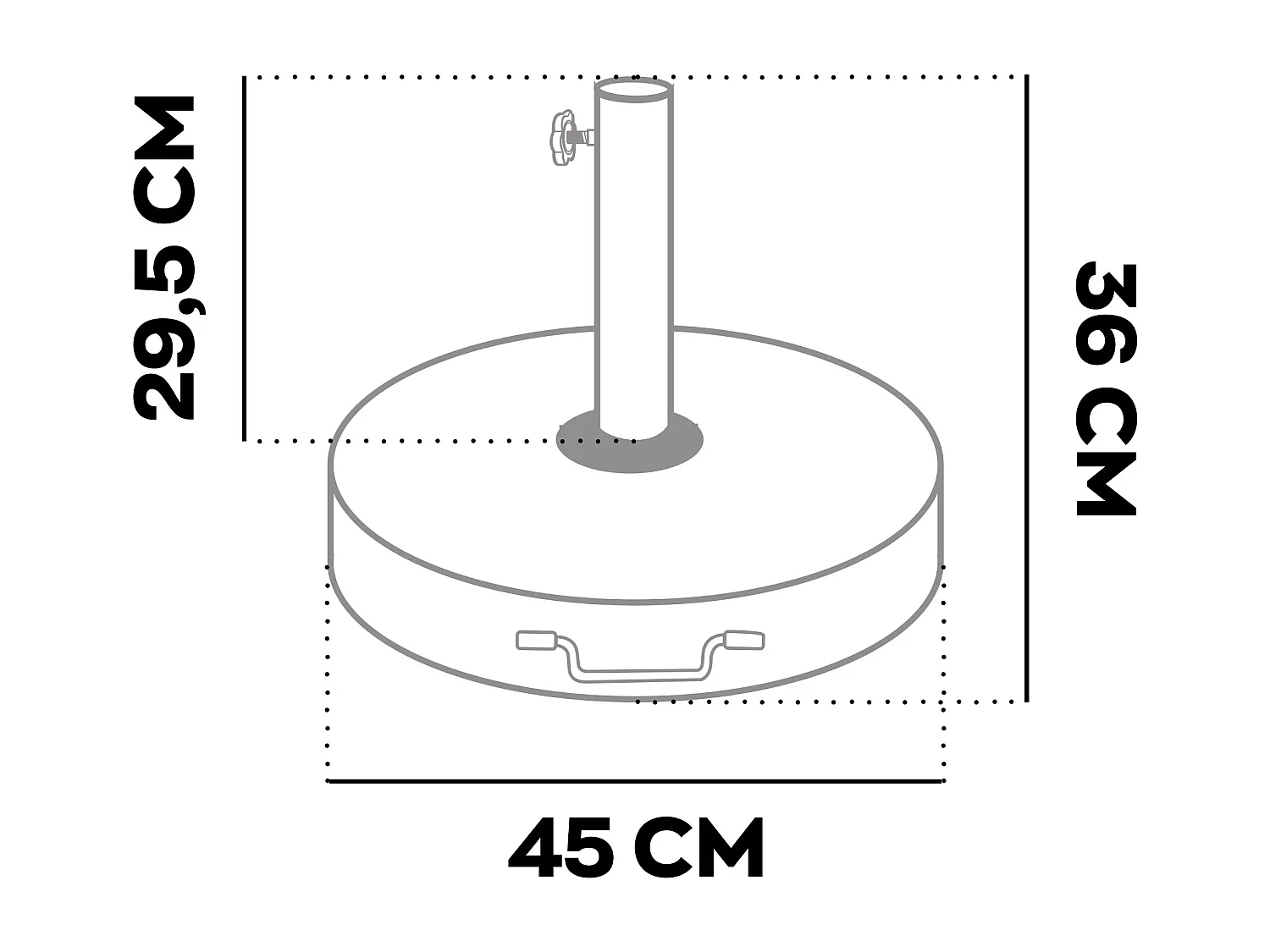 Pietra - Base pour parasol de jardin ronde diamètre 45 cm 25 Kg en pierre grise