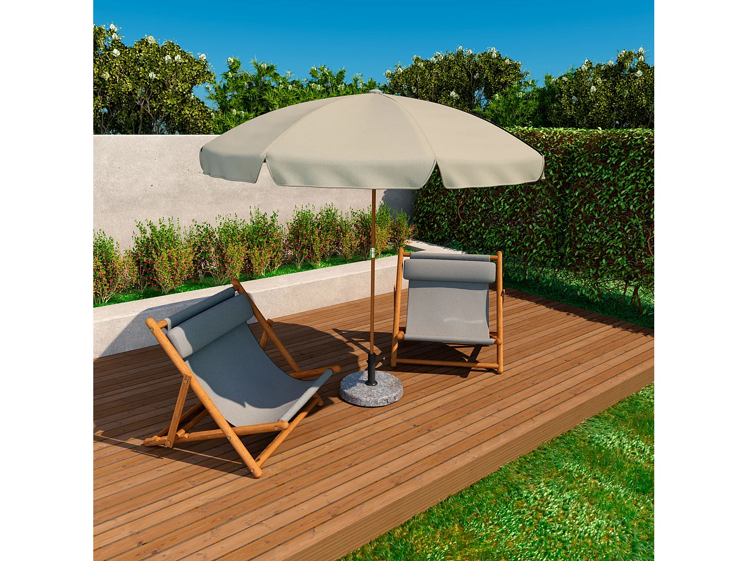 Pietra - Base pour parasol de jardin ronde diamètre 45 cm 25 Kg en pierre grise