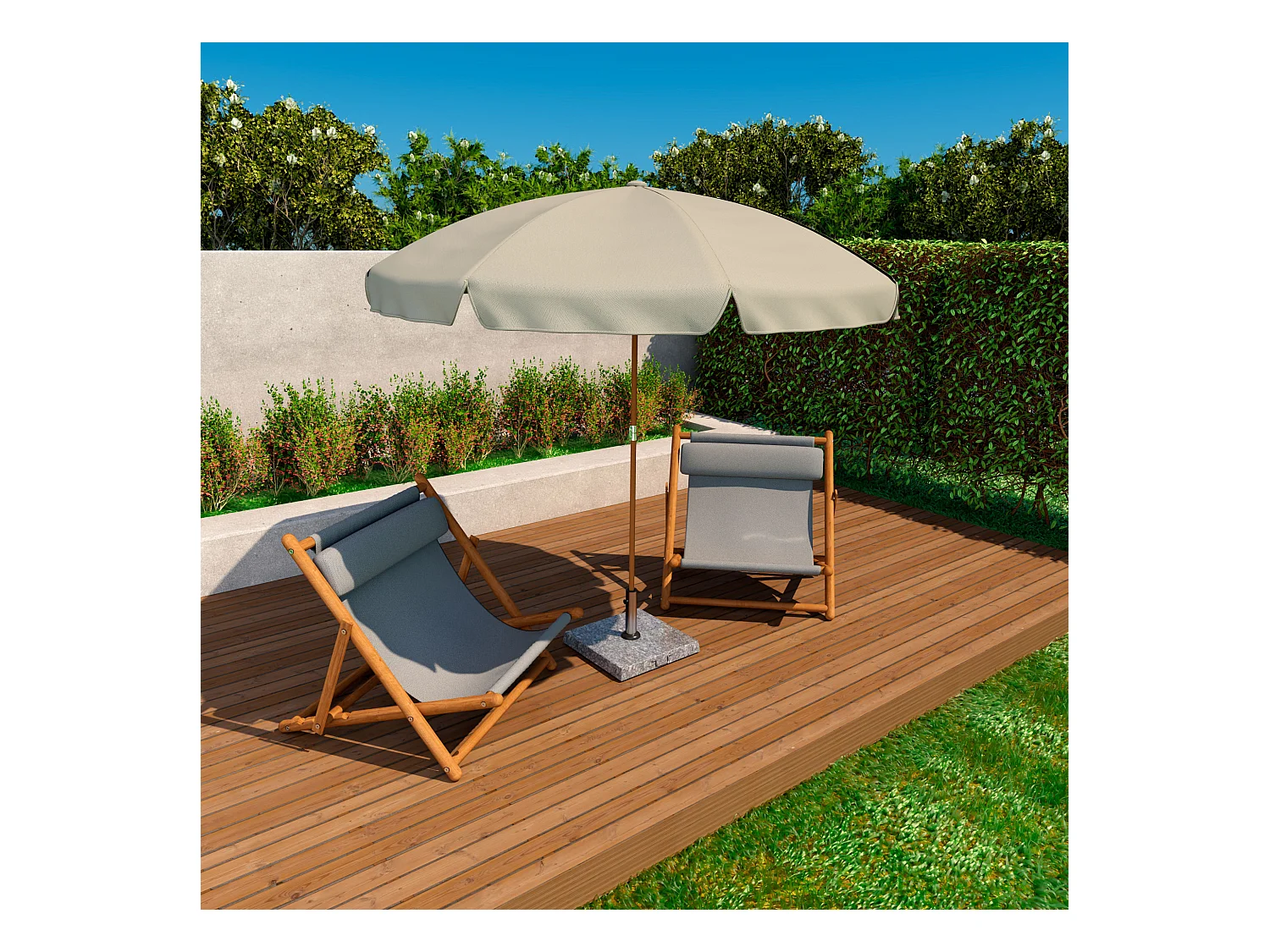 Gravita - Base per Ombrellone da Giardino Quadrato 45x45 cm 35 Kg in Pietra con Ruote Grigio