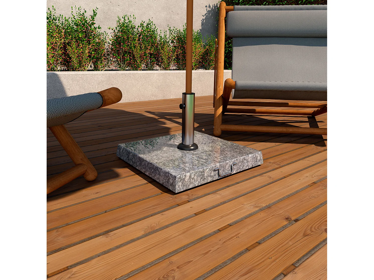 Gravita - Socle pour Parasol de Jardin Carré 45x45 cm 35 kg en Pierre avec Roulettes Gris