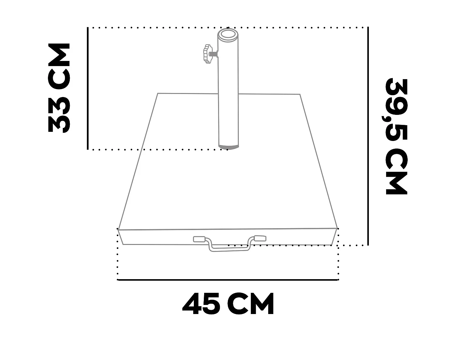 Gravita - Socle pour Parasol de Jardin Carré 45x45 cm 35 kg en Pierre avec Roulettes Gris