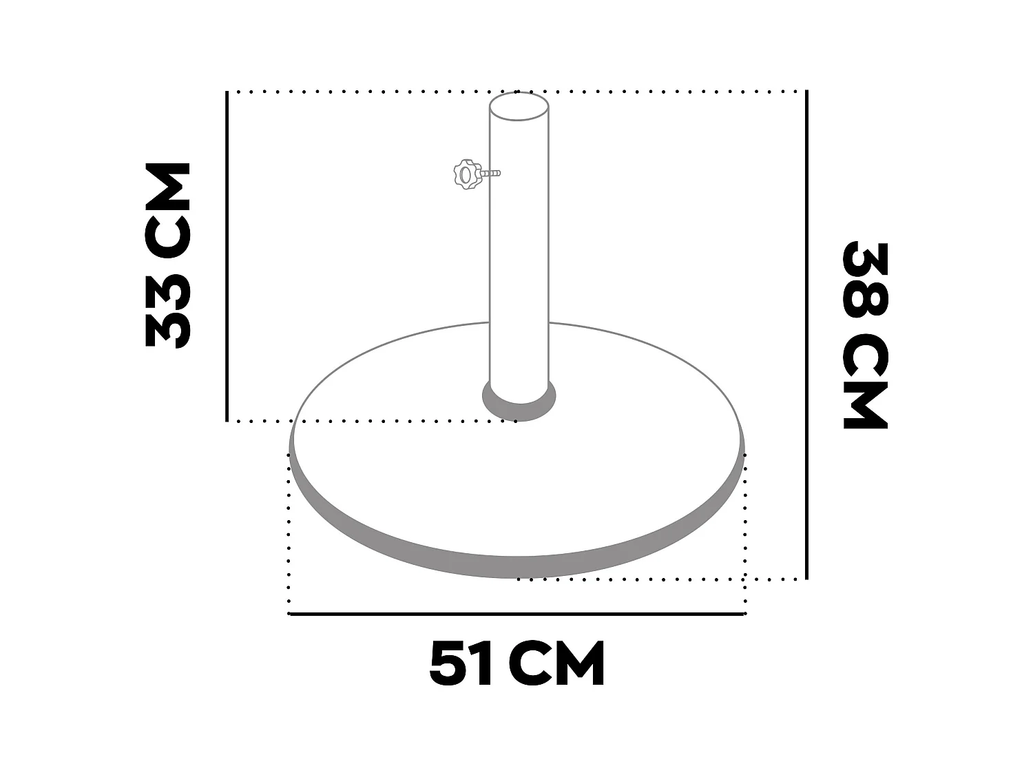 Radika - Base per Ombrellone da Giardino Rotondo Ø51 cm 25 Kg in Cemento Nero