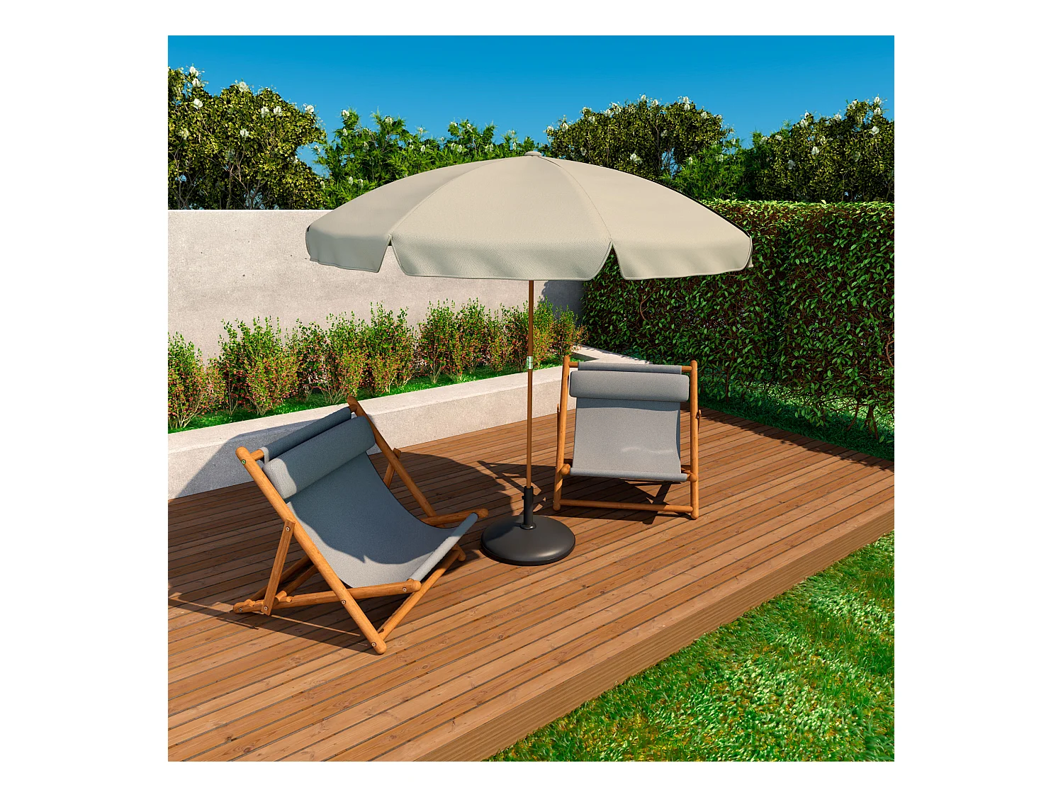 Radika - Base per Ombrellone da Giardino Rotondo Ø51 cm 25 Kg in Cemento Nero