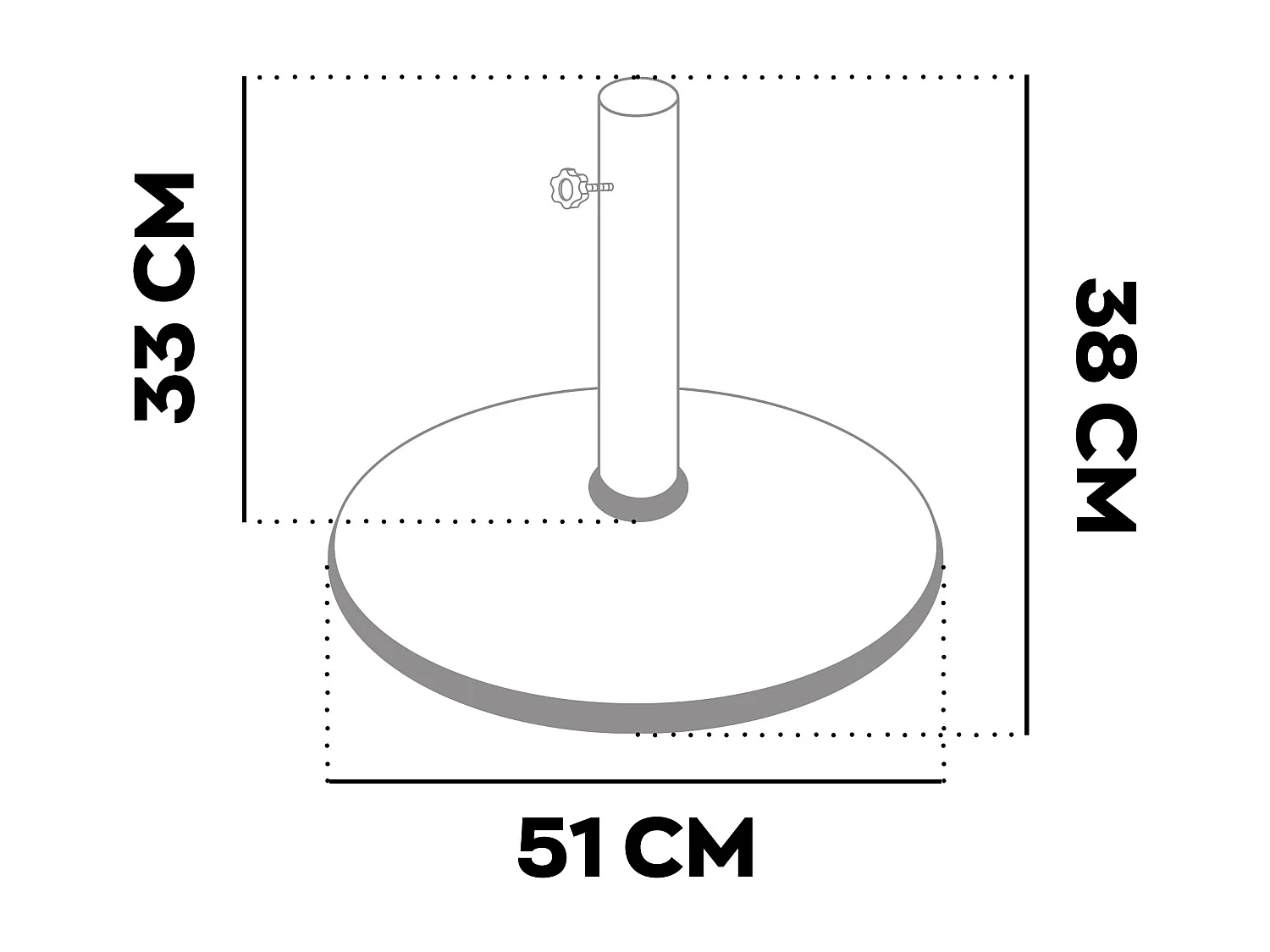 Radika - Base redonda para guarda-sol de jardim diâmetro 51 cm 25 kg em cimento preto