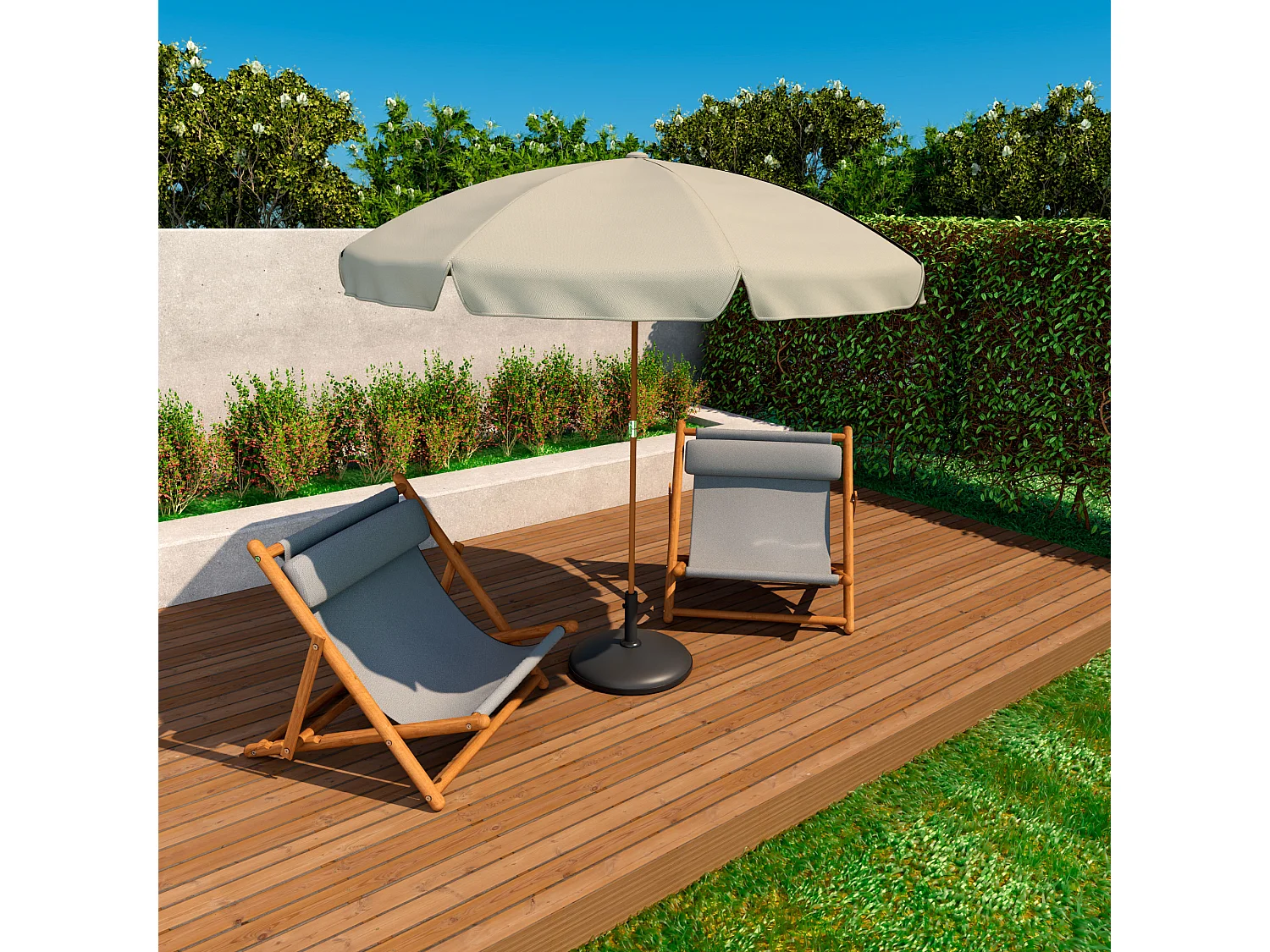 Radika - Base redonda para guarda-sol de jardim diâmetro 51 cm 25 kg em cimento preto