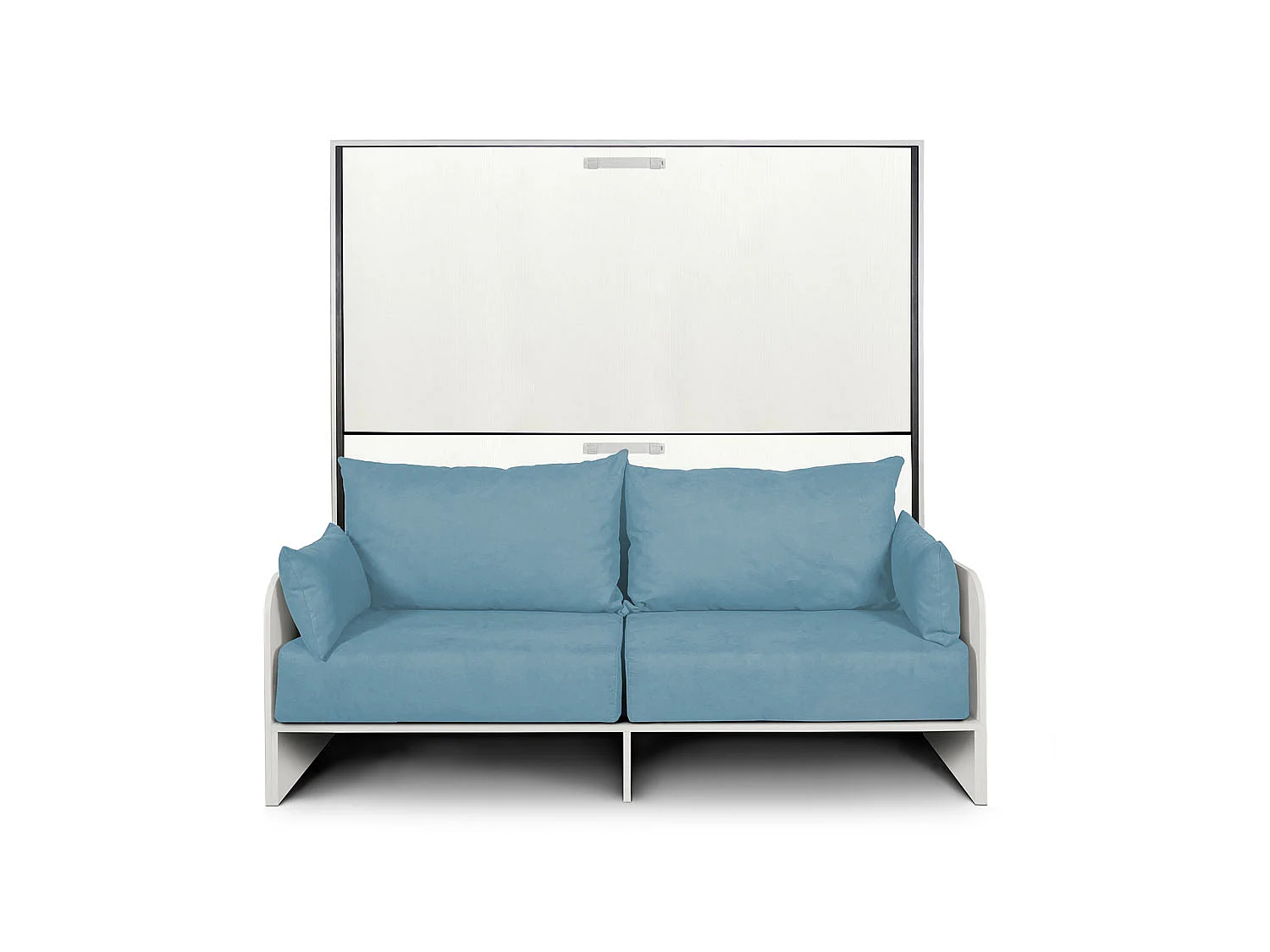 Kando Doppel-Schrankbett mit Sofa aus weißer Esche, hellblau