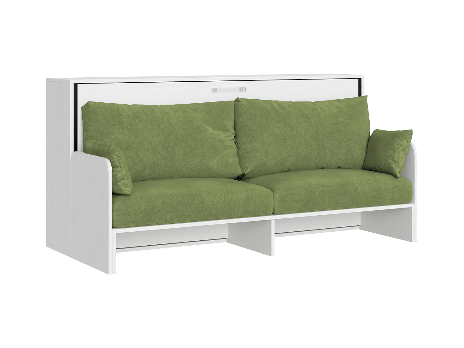 Kando Einzel-Schrankbett mit Sofa mit weißer Eschenmatratze, grün
