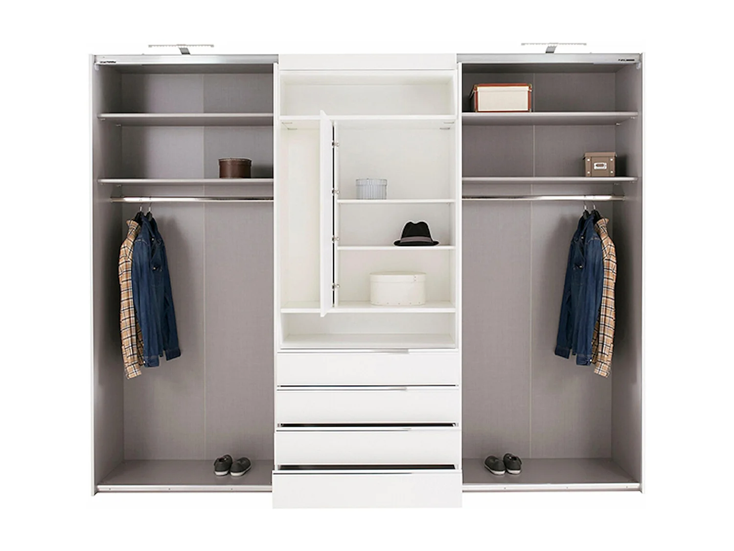 SCHWEBETÜRENSCHRANK Magie weiß 300 / 65 / 236cm