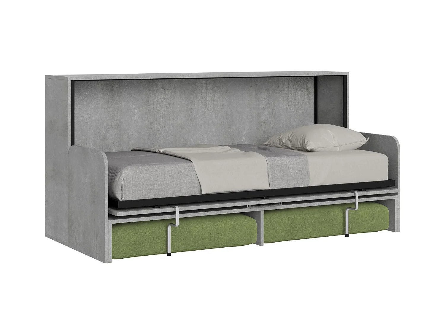 Kando Einzel-Schrankbett mit Schlafsofa mit Zementmatratze, grün