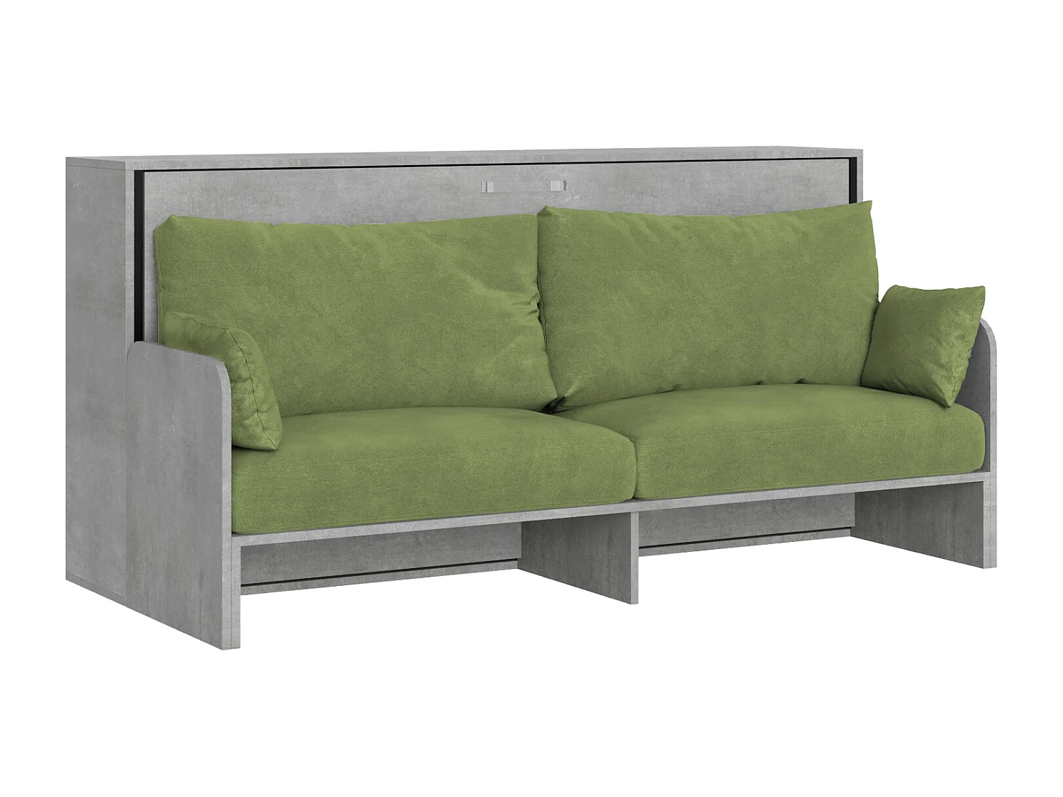 Letto singolo a scomparsa Kando con divano con materasso cemento, verde