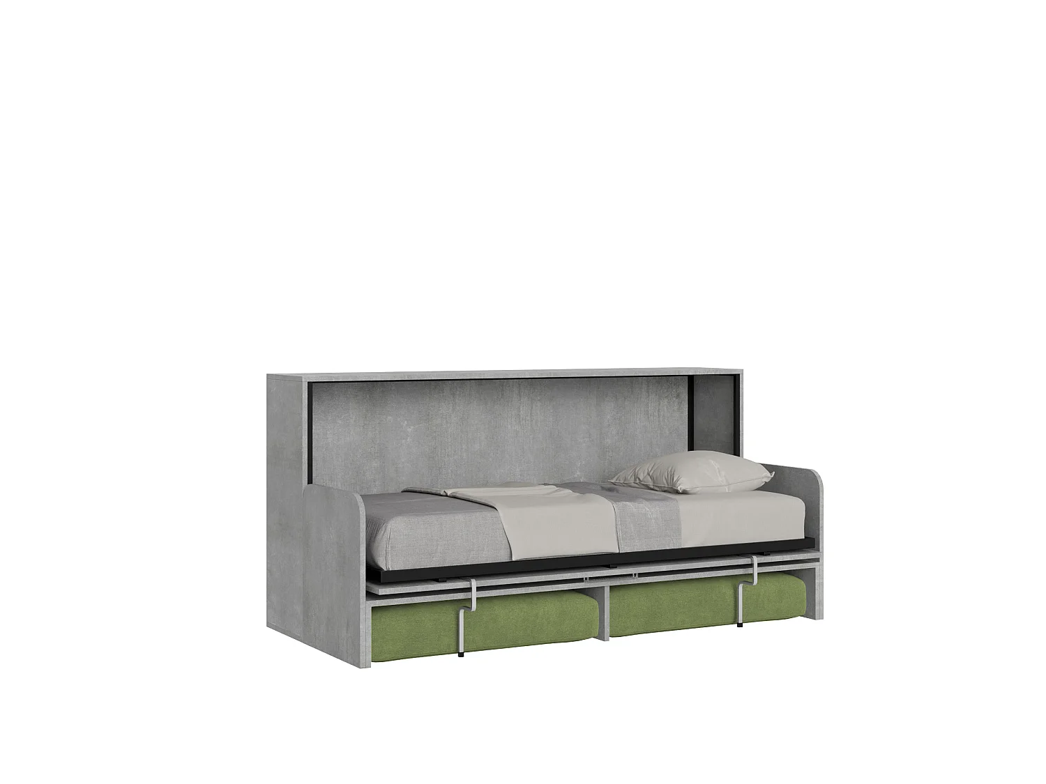 Kando Einzel-Schrankbett mit Schlafsofa mit Zementmatratze, grün