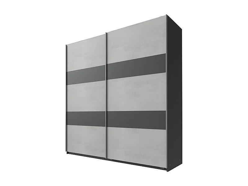 SCHWEBETÜRENSCHRANK Chess graphit / beton lichtgrau 180 / 64 / 198cm