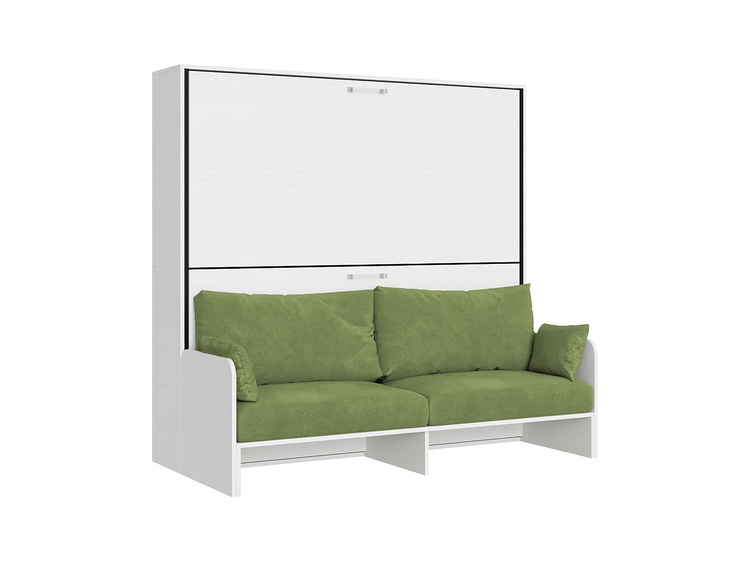 Kando Doppel-Schrankbett mit Sofa aus weißer Esche, grün