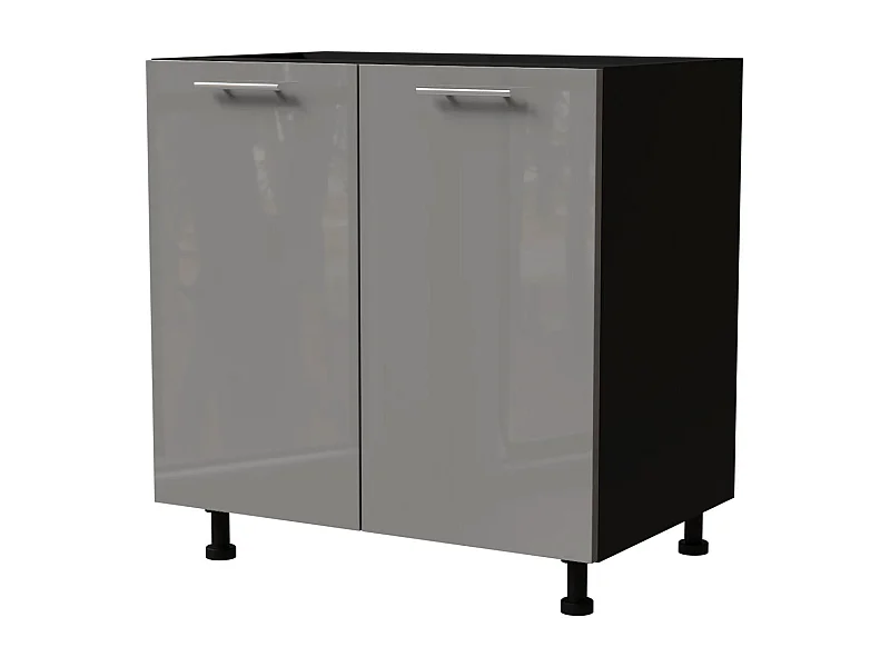 KÜCHENUNTERSCHRANK Essen D11/80 Grau Hochglanz / Schwarz Matt 80 / 50 / 82cm