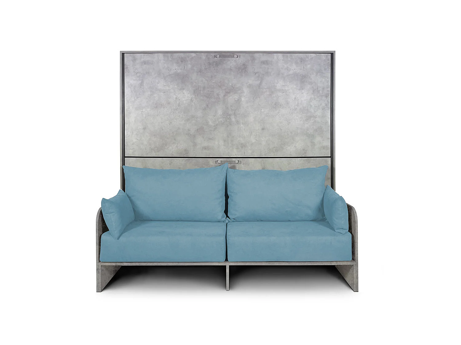 Kando Doppel-Schrankbett mit Betonsofa, hellblau