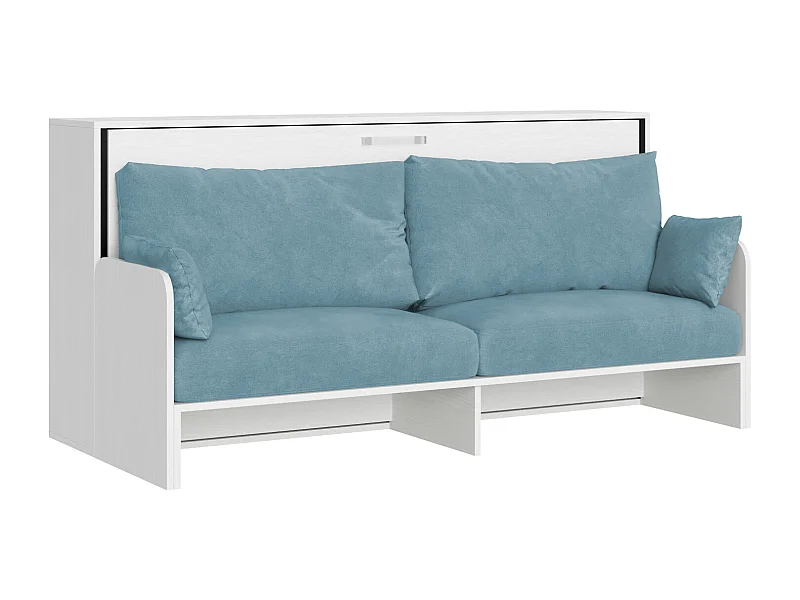 Kando Einzel-Klappbett mit Sofa mit weißer Eschenmatratze, hellblau